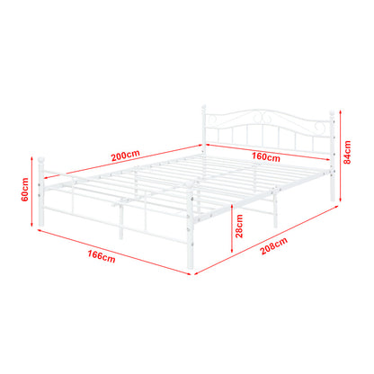 Metalen Bed – Stalen Bed – Kinderbed – Eenpersoonsbed – Tweepersoonsbed – Mat Wit – 140 x 200 cm – Stevig Metalen Frame – Inclusief Lattenbodem