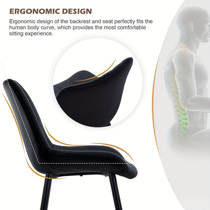 Eetkamerstoel – Stoel – Kuipstoel – Armstoel – Lounge Stoel – Set Van 2 – Zwarte Velvet Bekleding – Metalen Frame – Hoge Rugleuning – Ergonomisch Comfort