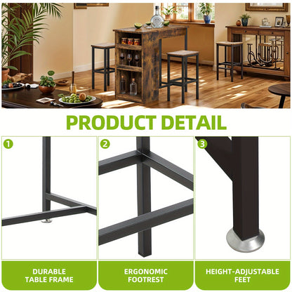 Bartafel – Bar Tafel – Statafel – Keukentafel – Eettafel – Compact Design – Metalen Frame Met 3 Niveaus