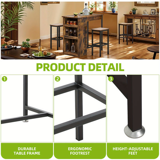 Bartafel – Bar Tafel – Statafel – Keukentafel – Eettafel – Compact Design – Metalen Frame Met 3 Niveaus