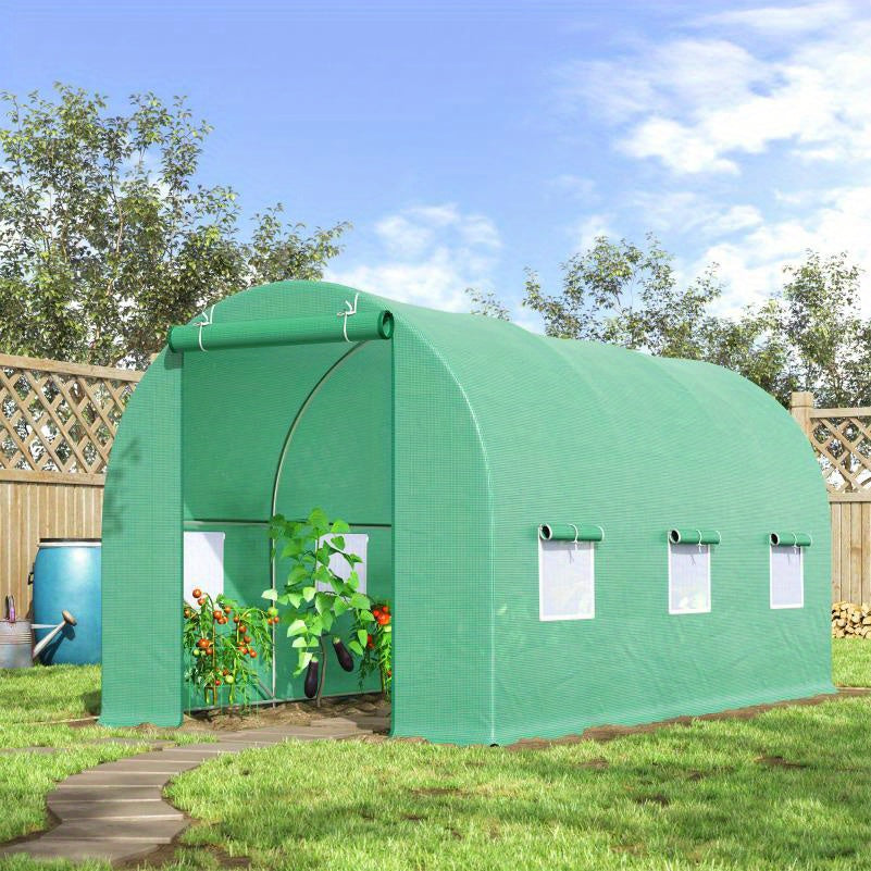 Kweekkas – Broeikas – Tuinkas – Kweektunnel – Serre – Ruime Kweektunnel 445x190x200 cm – Transparante Panelen – Stevig PE Frame