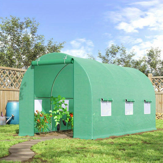Kweekkas – Broeikas – Tuinkas – Kweektunnel – Serre – Ruime Kweektunnel 445x190x200 cm – Transparante Panelen – Stevig PE Frame