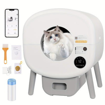 Slimme Zelfreinigende Kattenbak – Automatische Kattenbak – App-gestuurde Kattenbak – Zelfreinigende Bak – Grote Kattenbak – Infraroodsensor Veiligheid – 76 Liter Capaciteit