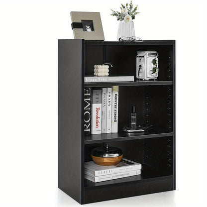 Boekenkast – Vitrinekast – Opbergkast – Wandrek – Openkast – 3-vaks Verstelbare Planken – Water- en Krasbestendig Zwart