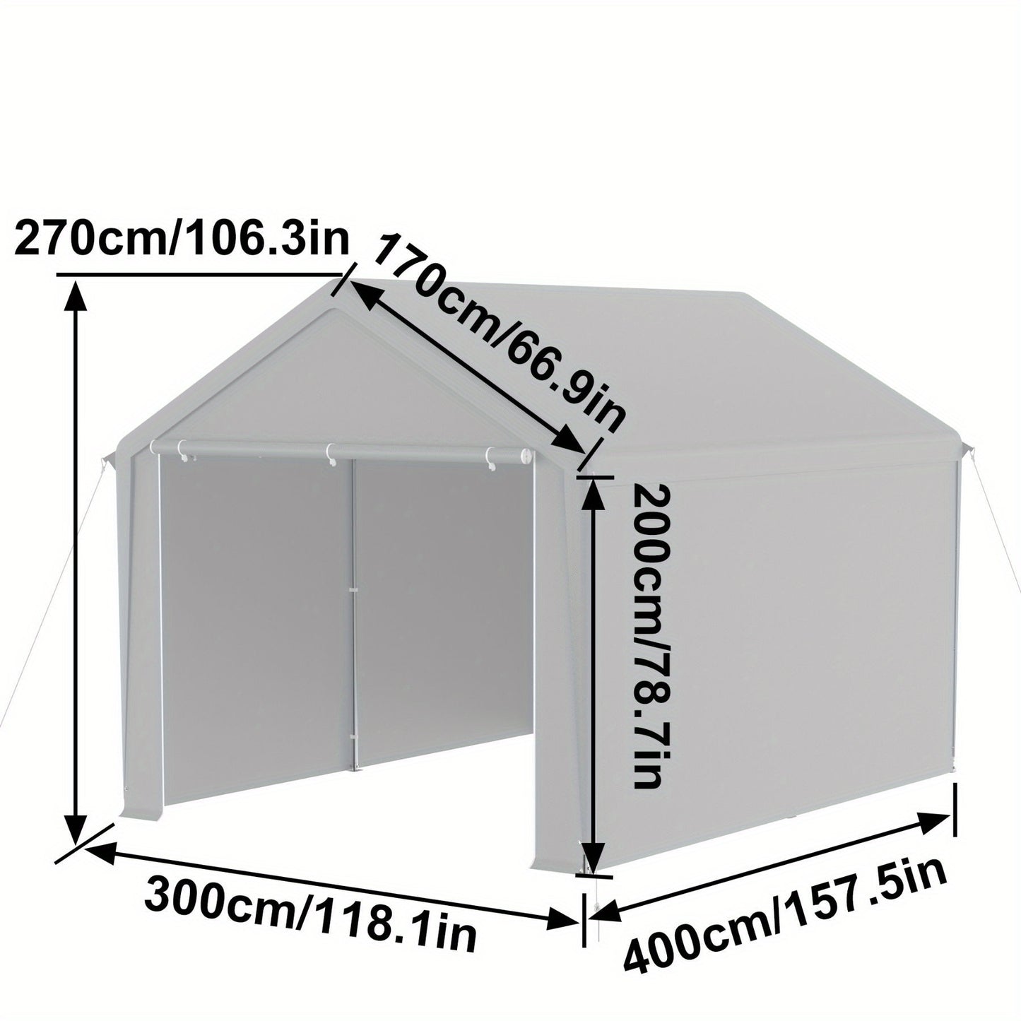 Carport Tent – Garage Tent – Opvouwbare Overkapping – Opslagtent – Auto Tent – 4x6 Meter – Stevig Metalen Frame – Afneembare Zijwanden