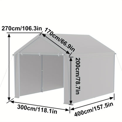 Carport Tent – Garage Tent – Opvouwbare Overkapping – Opslagtent – Auto Tent – 4x6 Meter – Stevig Metalen Frame – Afneembare Zijwanden