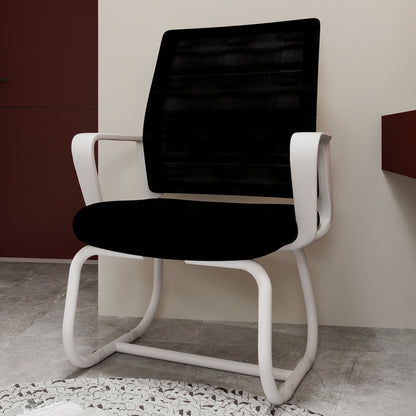 Bureaustoel – Kantoorstoel – Draaistoel – Gamestoel – Bureaukruk – Mesh Rugleuning – Verstelbare Armleuningen – Stevig Metalen Frame – Zwart/Wit Met Donkerbruin