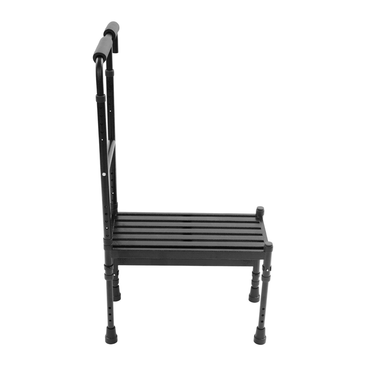 Heavy-Duty Step Stool with Handle & Adjustable Handrail - 2-Step Stairs Suitable for, Seniors,, - Sturdy Metal Stepping Stool with Wide Steps & Rubber Feet for Bed, Car, /Outdoor Use - Portable Ramp Stool