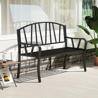 Tuinbank – Buitenbank – Parkbank – Balkonbank – Zitbank – Metalen Frame – Weerbestendig – 129 cm – 2-3 Personen