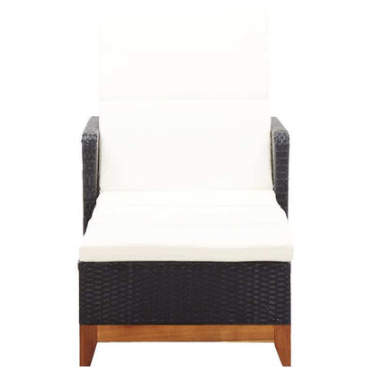 Loungestoel Buiten – Tuinstoel – Patio Stoel – Relaxstoel – Ligstoel – Zwart – Ergonomisch Ontwerp – Acacia Houten Poten