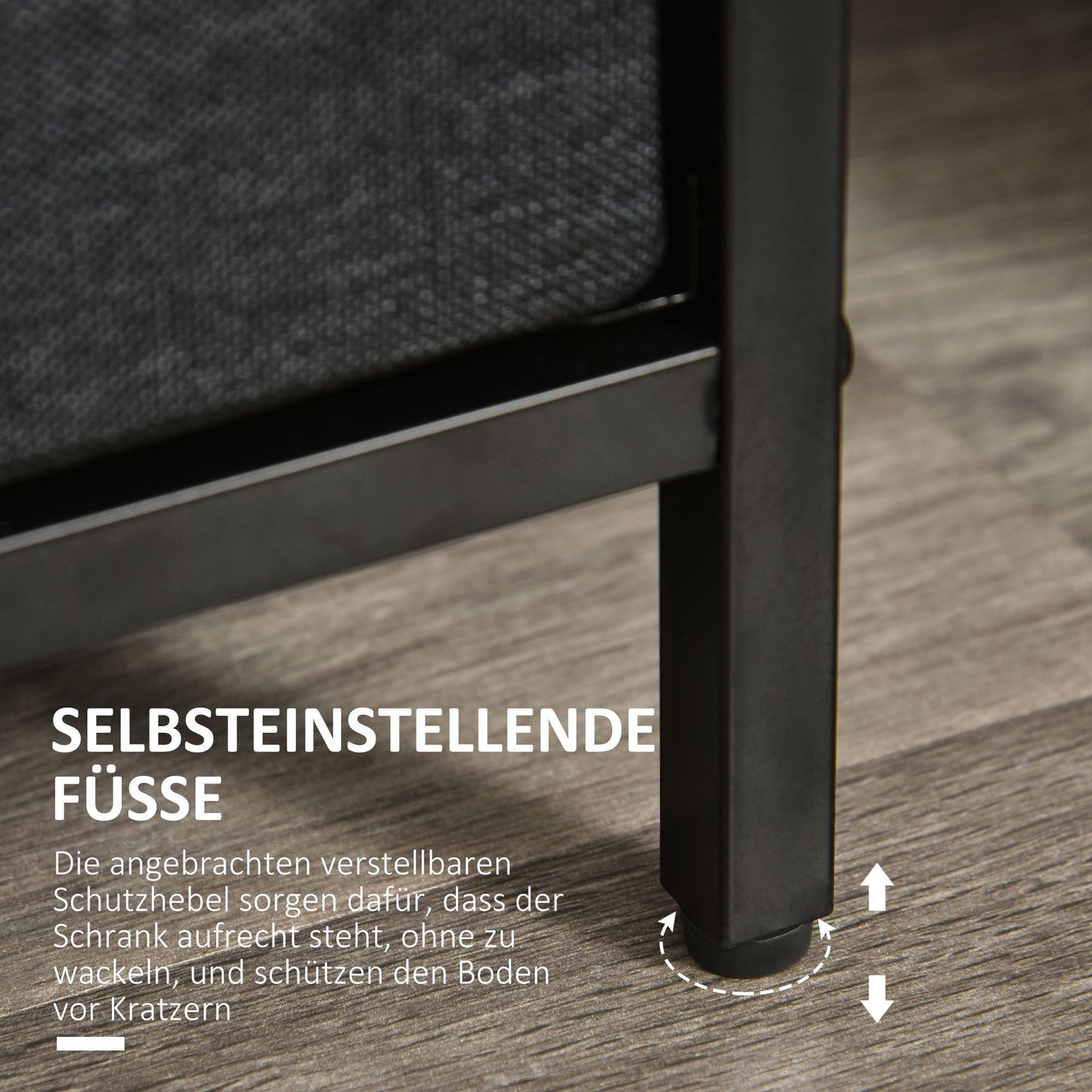 Ladekast – Dressoir – Opbergkast – Kastje – Kledingkast – Zwart Linnen – 4 Lades – Open Plank – Lichtgewicht – Zonder Elektriciteit