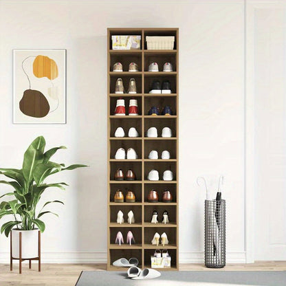 Schoenenkast – Schoenenmeubel – Schoenenrek – Schoenenopberger – Schoenenkastje – Massief Hout – Veelzijdige Compartimenten – Klassiek Design – 54x34x183 cm – Duurzaam Metalen Details