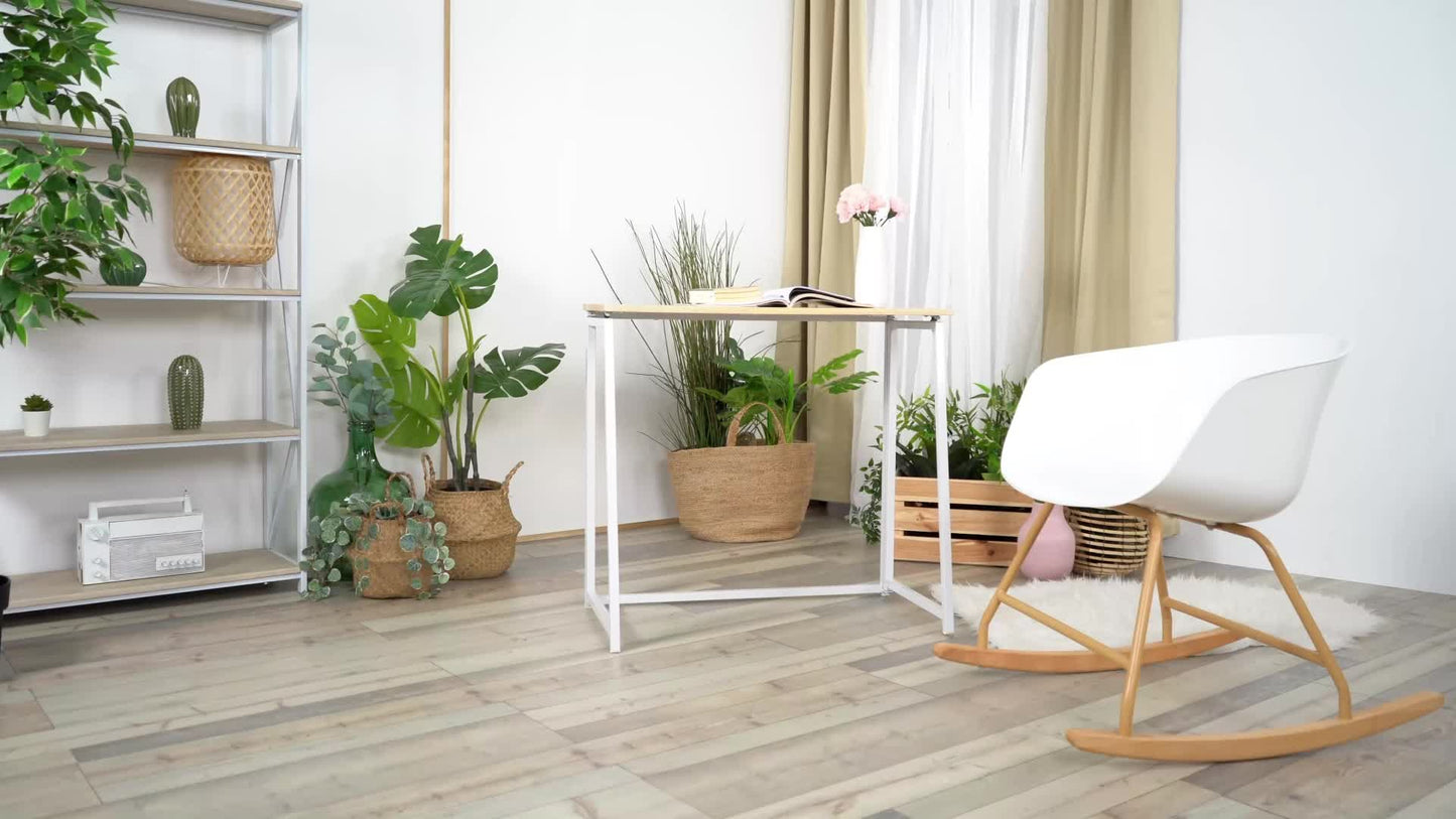 Opvouwbaar Bureau – Werkplek – Studieplek – Tafel – Schrijfplek – Scandinavisch Design – Eikenhout – Metalen Frame – Compact 41,5x80x74 cm