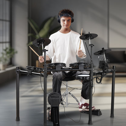 Elektronische Drumstel – Elektrisch Drumstel – Elektronisch Drumset – Digitale Drumkit – E-Drum – 480 Geluiden – 32 Drumkits – Verstelbare Drumkruk – Dual-Trigger Snaredrum