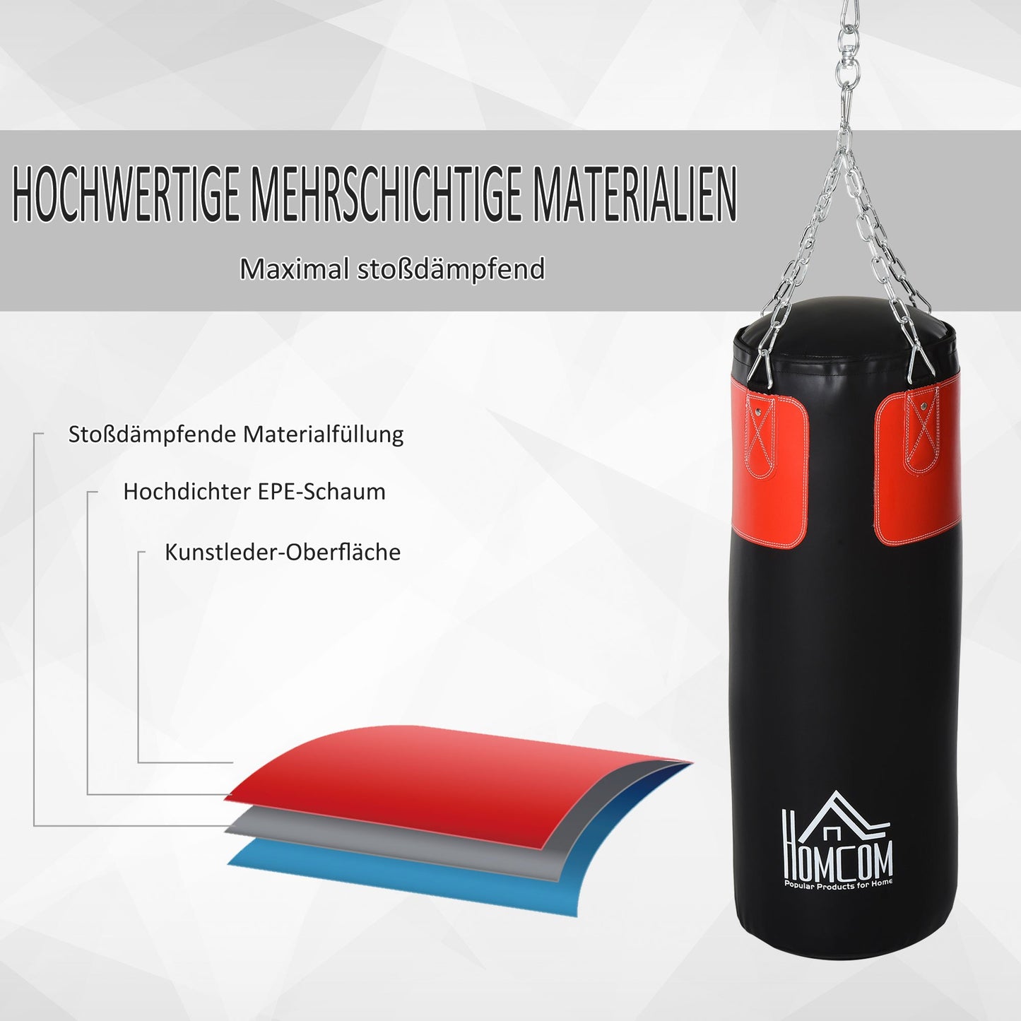 Bokszak – Boksmachine – Boksbal – Kickbokszak – Boksbalset – 16 kg Gewicht – Ø30 x 120 cm Stevig IJzeren Frame
