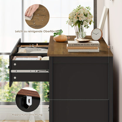 Ladekast – Ladekasten – Dressoir – Opbergkast – Kast – Zwart Met Gouden Accenten – 7 Laden Met Ruime Opbergruimte – Duurzaam Houtvezelplaat Met Melamine Afwerking