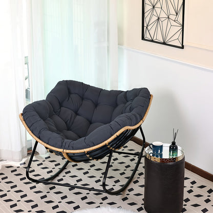 Schommelstoel – Relaxstoel – Loungestoel – Fauteuil – Voedingsstoel – Stevig Carbonstalen Frame – Dik Zacht Kussen