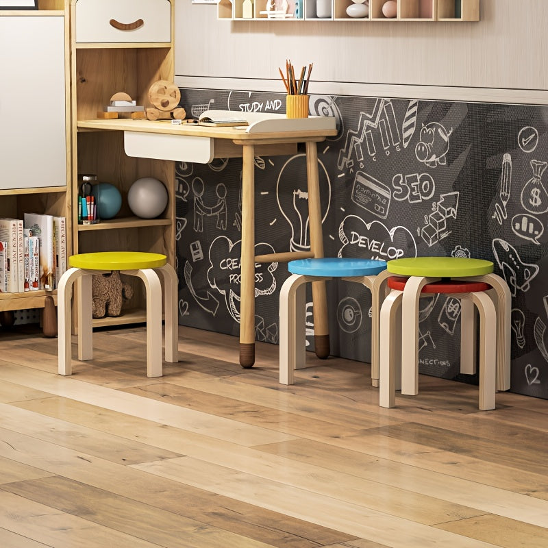 4pcs Dining Chairs, Stacking Stools, Coffee Table Stools,  Stools, Space Saving, with Footrests, Painted, Colorful, Kitchen Stools, Stools For Kitchen Counter, Counter Height Bar Stools, Kitchen Bar Stools, Kitchen Stool, Com