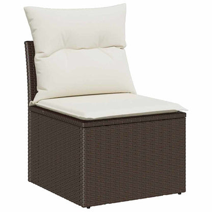 Modulaire Loungeset – Tuinbank – Loungehoek – Tuinmeubel – Outdoor Loungesofa – 9-delige Set Met Tafel – Handgeweven Rattan & Comfortabele Schuimkussens