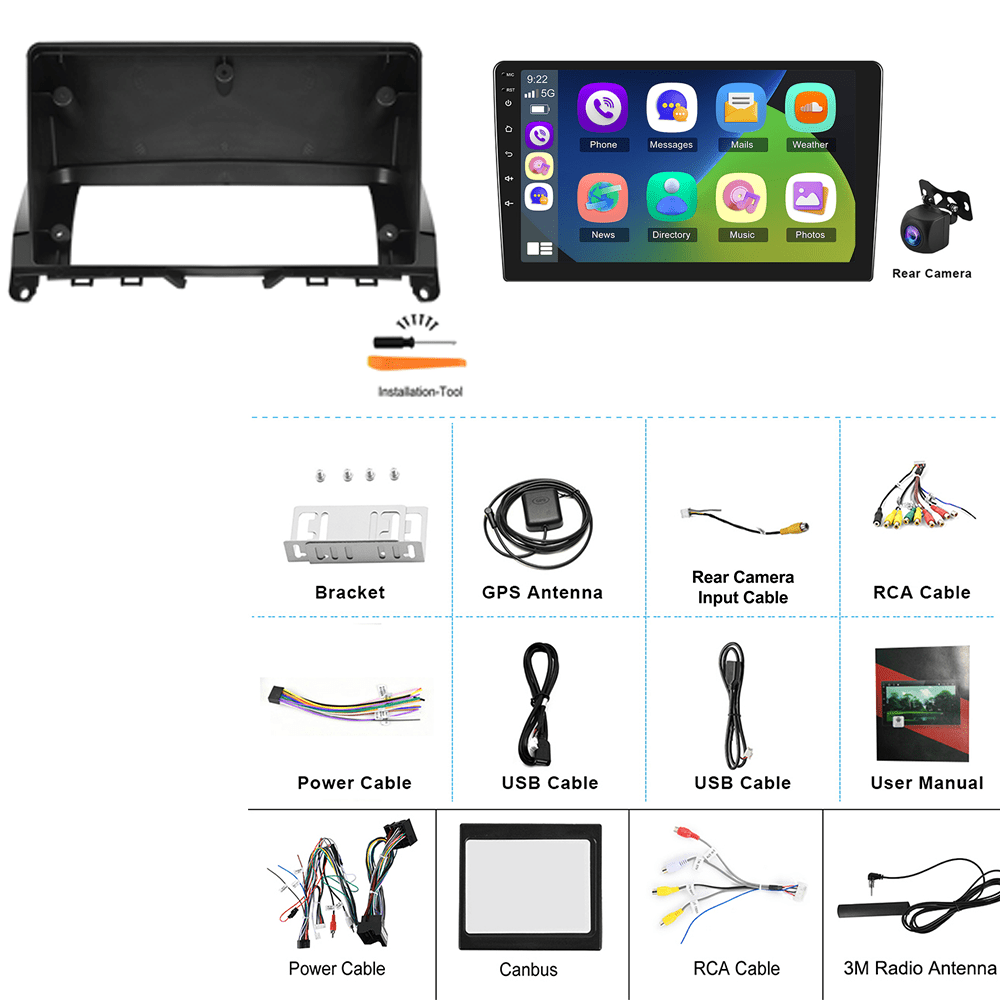 9 Inch Autoradio – Multimedia Systeem – Touchscreen Radio – Car Stereo – Inbouw Radio – 2+64GB Android 13 – 1080P AHD Achteruitrijcamera & CarPlay Android Auto Compatible