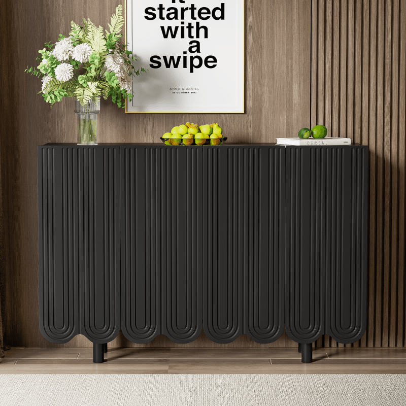 Dressoir – Dressoirkast – Opbergkast – Sideboard – Buffetkast – MDF Zwart – Soft-Close Deuren – Compact Met Veel Bergruimte