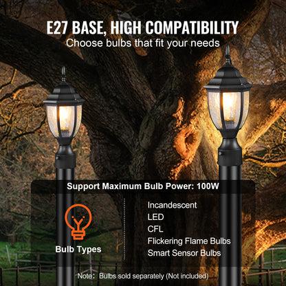 Tuinlamp – Buitenlamp – Tuinverlichting – Lampenpaal – Staande Tuinlamp – Automatische Schemersensor – Aluminium Behuizing Met Gehard Glas