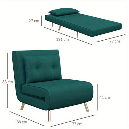 Groene Relaxfauteuil – Relaxstoel – Fauteuil – Loungestoel – Zetel – RVS frame – Compressiestang voor Rugondersteuning