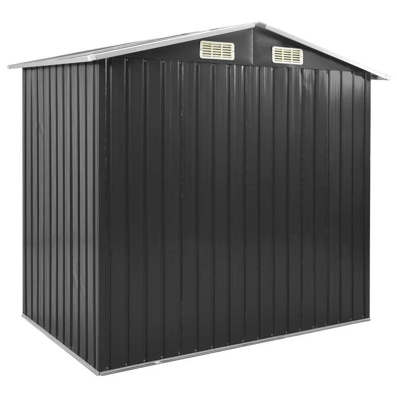205x130x183cm Removable Anthracite Iron Garden House with Shelves - Heavy-Duty Outdoor Storage Shed, Portable Garden Storage Warehouse with Shelves