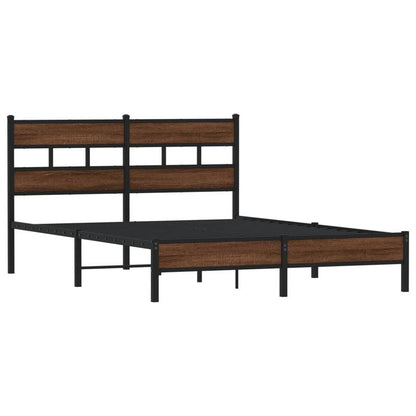 Modern Brown Oak Bed Frame - 140x200cm Chipboard Design, Removable & Practical, All-Season Use, Easy Assembly, No Mattress Included, Contemporary Style for Bedroom Furniture, Bedroom Furniture, Minimalist Bedroom, Natural Woo
