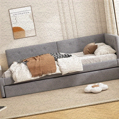 Daybed – Slaapbank – Uittrekbed – Logeerbed – Eenpersoonsbed – Minimalistisch Design – Uittrekbaar Bed 90x200 cm – Stevig Kunststof Frame Grijs