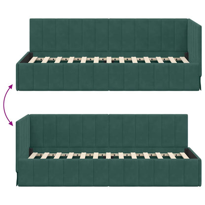 Bedframe – Bed – Eenpersoonsbed – Slaapbank – Kinderbed – Blauw Velvet Hoofdbord – Stevig Plaatmateriaal – Lattenbodem 80x200 cm