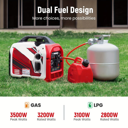 Invertergenerator – Draagbare Generator – Benzine Generator – LPG Generator – Stille Generator – 3,5 kW Vermogen – 24 Kg Gewicht