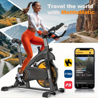 MettleMatic VS40 Exercise Bike Designed for the Whole Family, Magnetic Ergometer, 300W Torque, Large Tablet Holder, Max Load 150kg