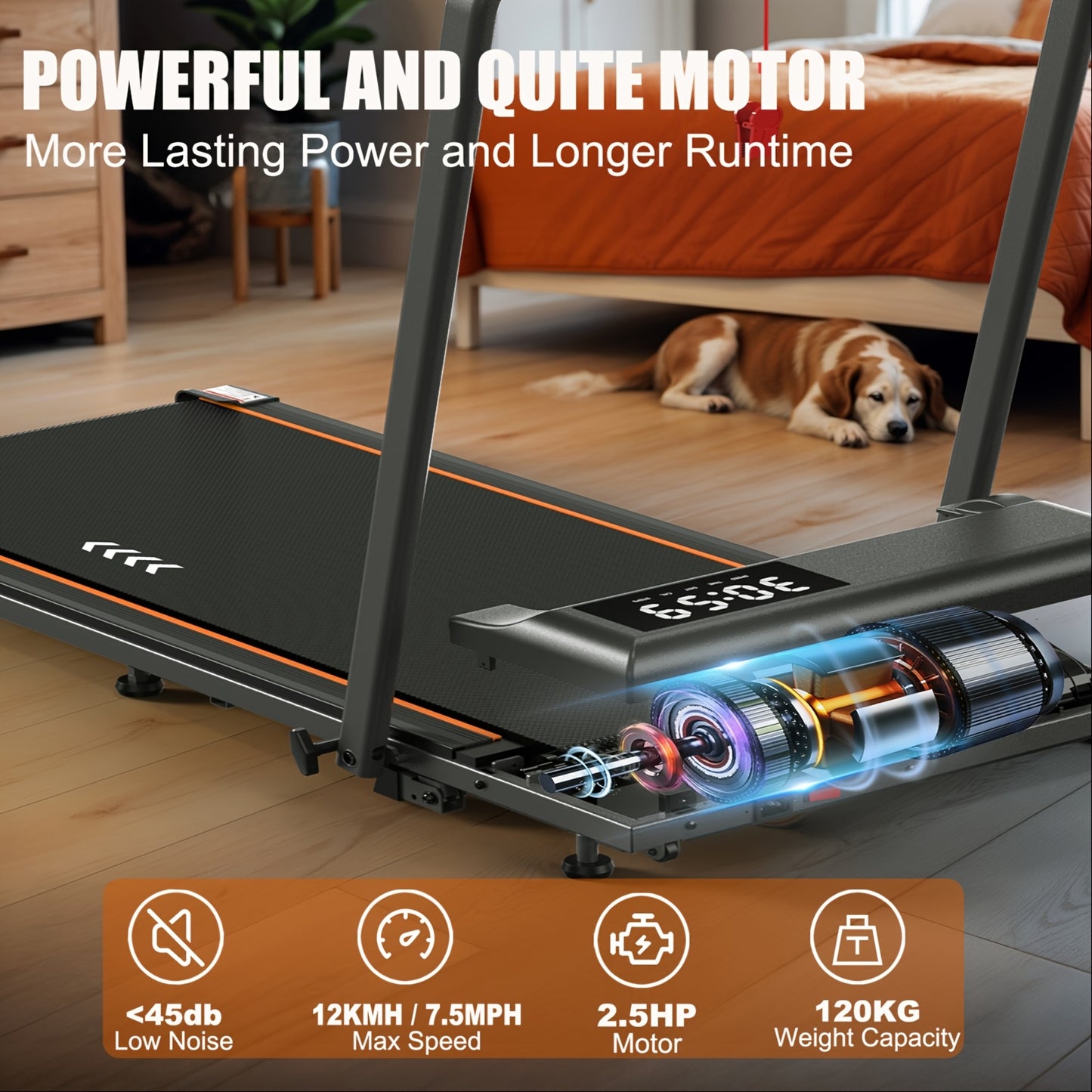 Loopband – Wandelband – Treadmill – Wandelmachine – Fitnessapparaat – 2,5 PK Motor – Inklapbaar Met Hellingfunctie