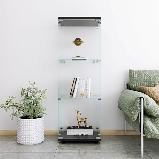 Glazen Vitrinekast – Vitrinekast Met Slot – Displaykast – Collectiekast – Woonkamerkast – 125x42x36 cm – 3 Glazen Planken – Veilig Gehard Glas