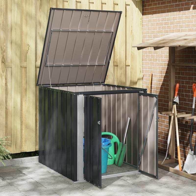 Tuinkist – Tuinbox – Tuinopslag – Opbergkist – Opbergbox – Zwart – Stalen Tuinkist – Ruim Formaat 101,5x107x100 cm