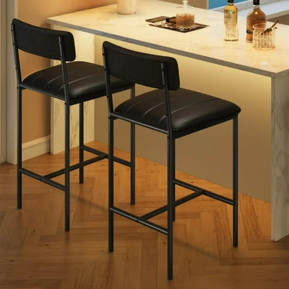 Barstoelen – Barkrukken – Keukenstoelen – Hoge Stoelen – Counterstoelen – Set Van 2 – Kunstleren Bekleding – Met Voetensteun
