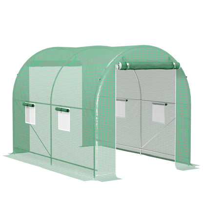 Tuinkas – Kweekkas – Kas – Groentekas – Tunnelkas – Groen – 6m² – Versterkt Metalen Frame – Dubbele Ritssluiting Deur – 4 Oprolbare Ramen Met Muskietengaas
