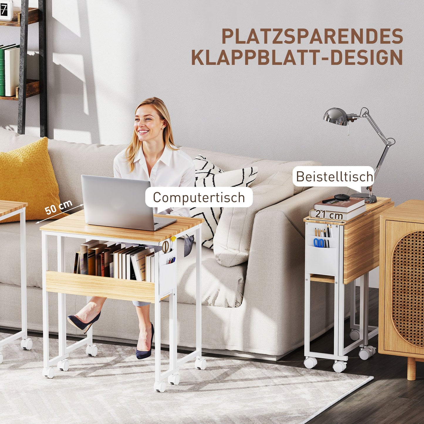 Bureau – Bureau Opvouwbaar – Schrijftafel – Computertafel – Opbergbureau – Inklapbaar – Met Open Plank – Natuurlijke Houtlook