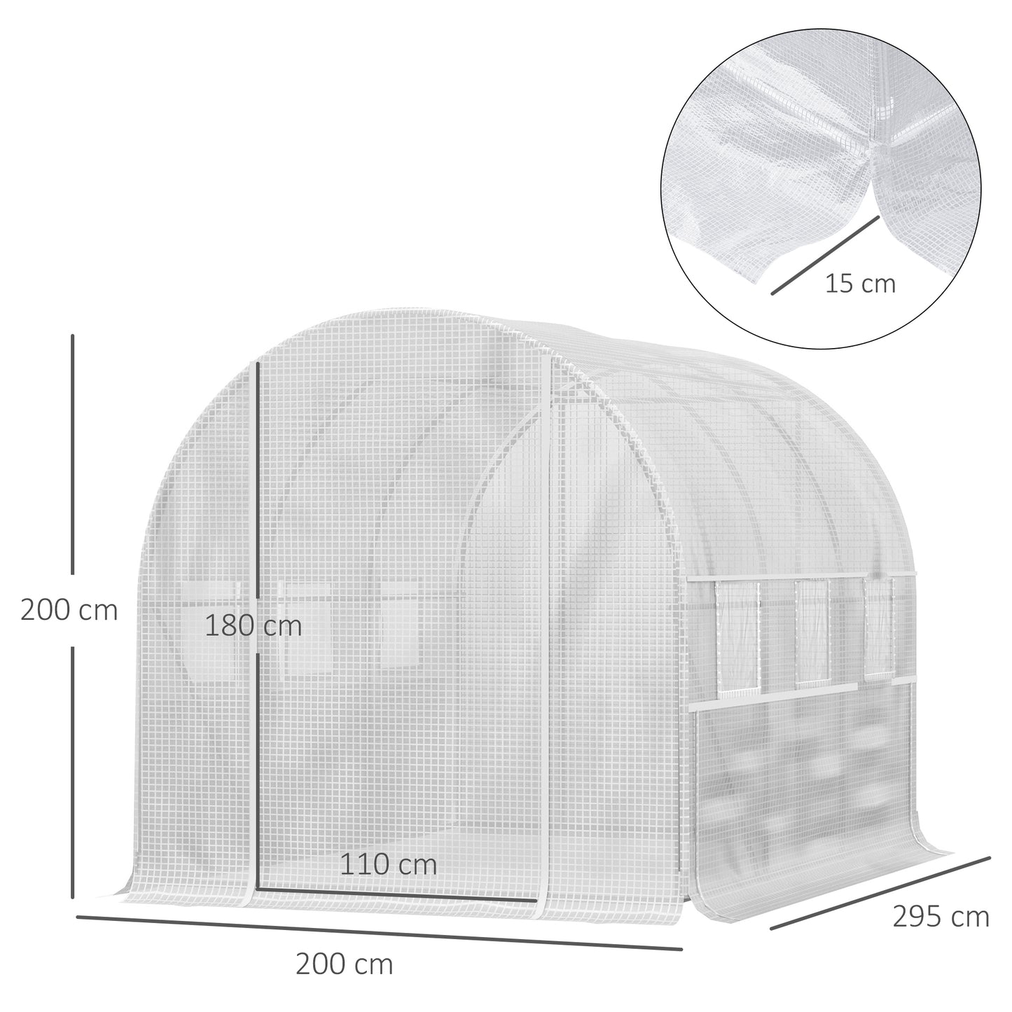 Kas – Tuinkas – Kweekkas – Foliekas – Tuintunnel – 6 m² Oppervlak – Gegalvaniseerd Stalen Frame