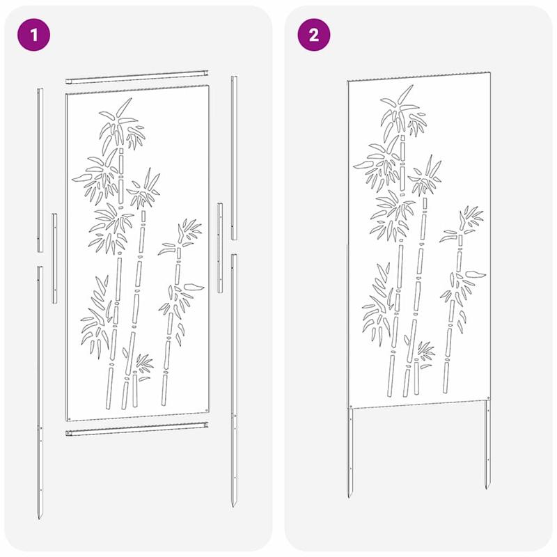 Tuinscherm – Privacyscherm – Schuttingpaneel – Balkonafscheiding – Terrasscherm – Zwart Met Bloemmotief – 50x140 cm – Koudgewalst Staal