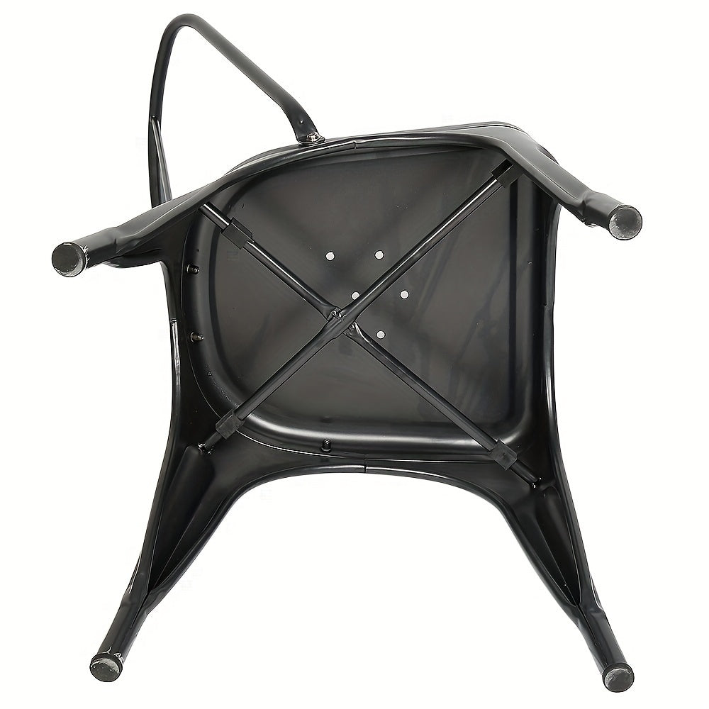 Industriële Bistro Stoelen – Eetkamerstoelen – Metaal Stoelen – Café Stoelen – Keukenstoelen – Set van 4 – Met Rugleuning – Stevig Roestvrij Staal – Zithoogte 44 cm – Vintage Design – Gemakkelijk Schoon Te Maken