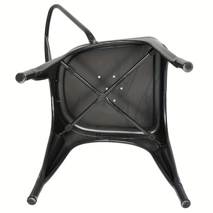Industriële Bistro Stoelen – Eetkamerstoelen – Metaal Stoelen – Café Stoelen – Keukenstoelen – Set van 4 – Met Rugleuning – Stevig Roestvrij Staal – Zithoogte 44 cm – Vintage Design – Gemakkelijk Schoon Te Maken
