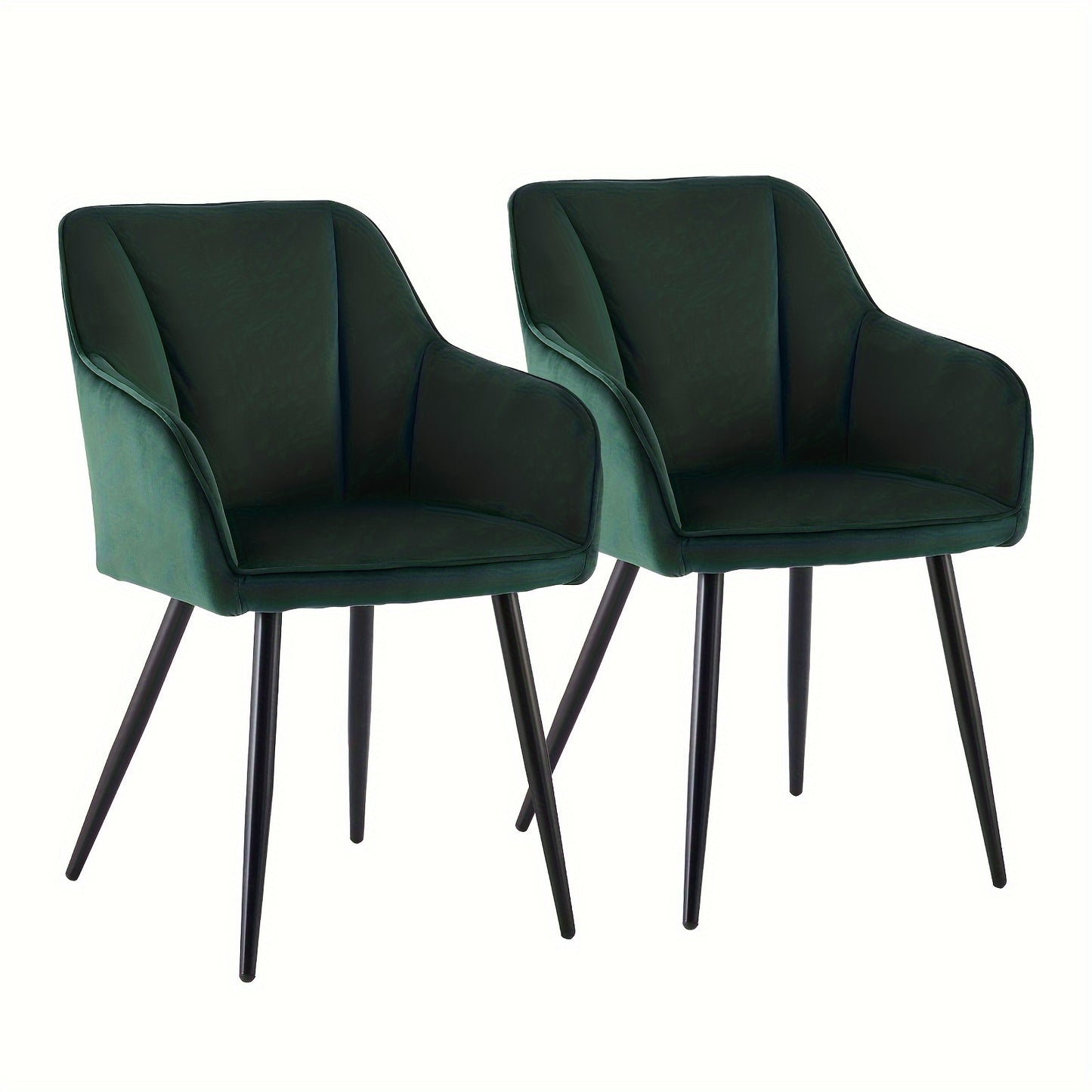 Eetkamerstoelen Set van 2 – Stoelen, Kuipstoelen, Armleunstoel, Accentstoelen – Groen Fluweel – Ergonomisch Ontwerp – Memory Foam Zitting