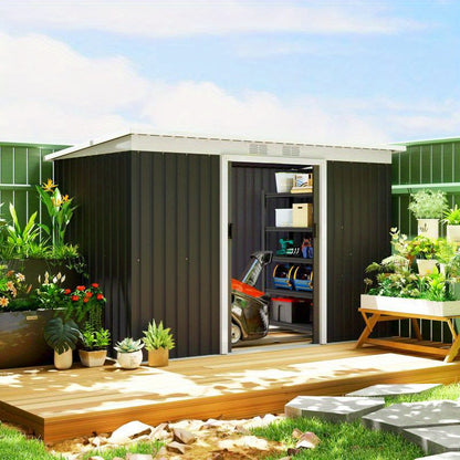 Tuinhuisje – Tuinschuur – Tuinberging – Berging – Schuur – Donkergrijs Staal – Schuifdeur & Ventilatieraam – Ruim Interieur & Eenvoudige Montage