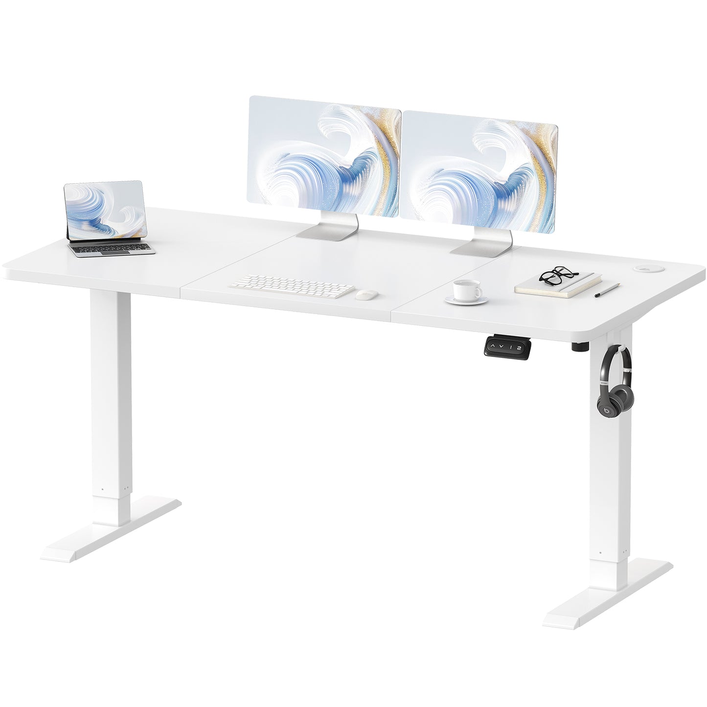 Zit Sta Bureau – Verstelbaar Bureau – Elektrisch Bureau – Hoogte Verstelbaar Bureau – Computerbureau – 140x60 cm – Stevig Stalen Frame – Geen Stroom Nodig