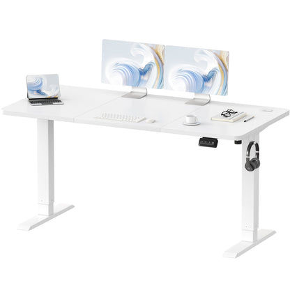 Zit Sta Bureau – Verstelbaar Bureau – Elektrisch Bureau – Hoogte Verstelbaar Bureau – Computerbureau – 140x60 cm – Stevig Stalen Frame – Geen Stroom Nodig