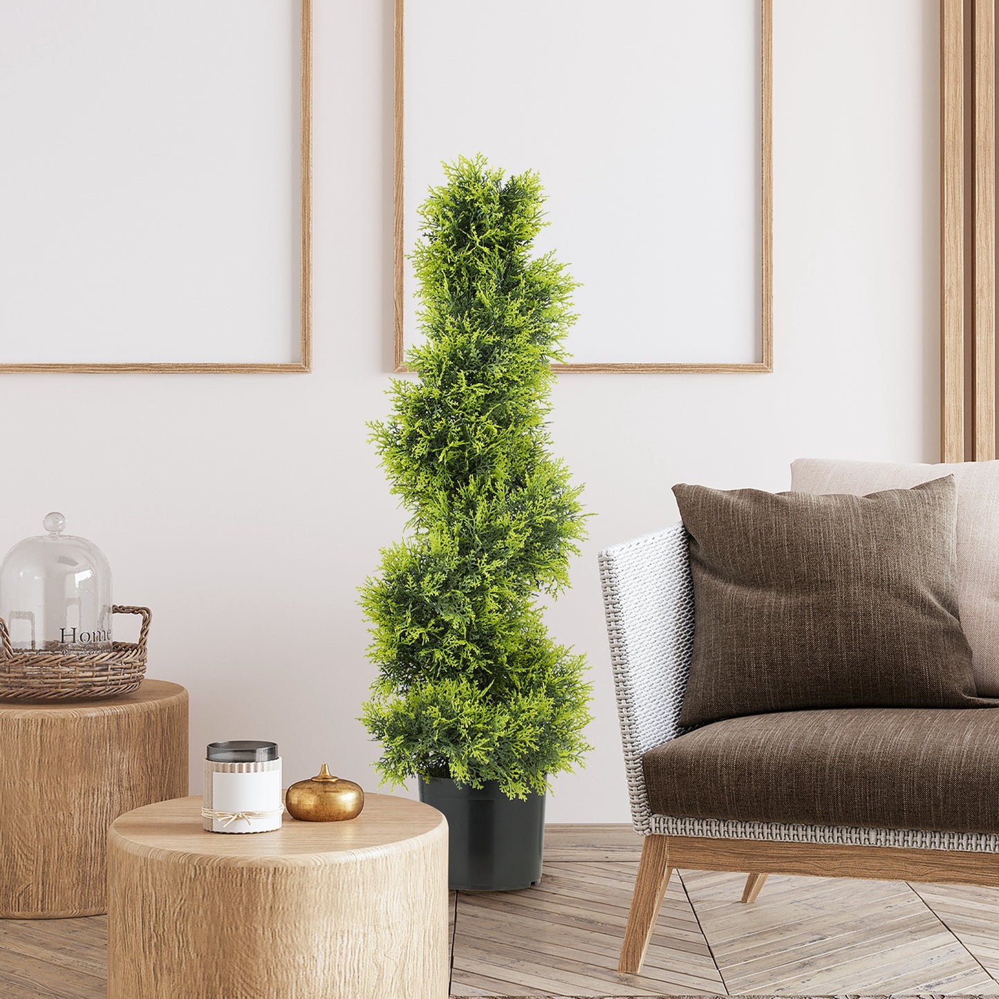 Kunstcipres – Kunstplant – Nepplant – Kunstboom – Groene Plant – Onderhoudsvrij – 90 cm Hoog – Spiraalvormige Kunstplant in Pot