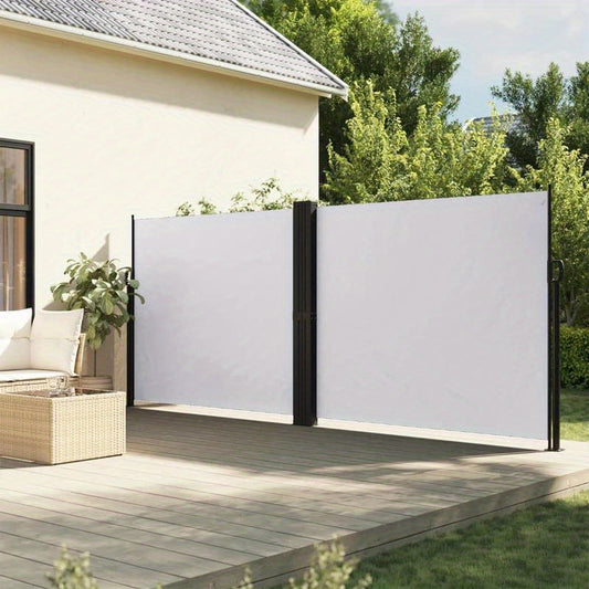 Windscherm – Uitschuifbaar Scherm – Balkonbescherming – Zonwering – Windscherm Tuin – Waterafstotend Polyester – Zelf Oprollend Mechaniek