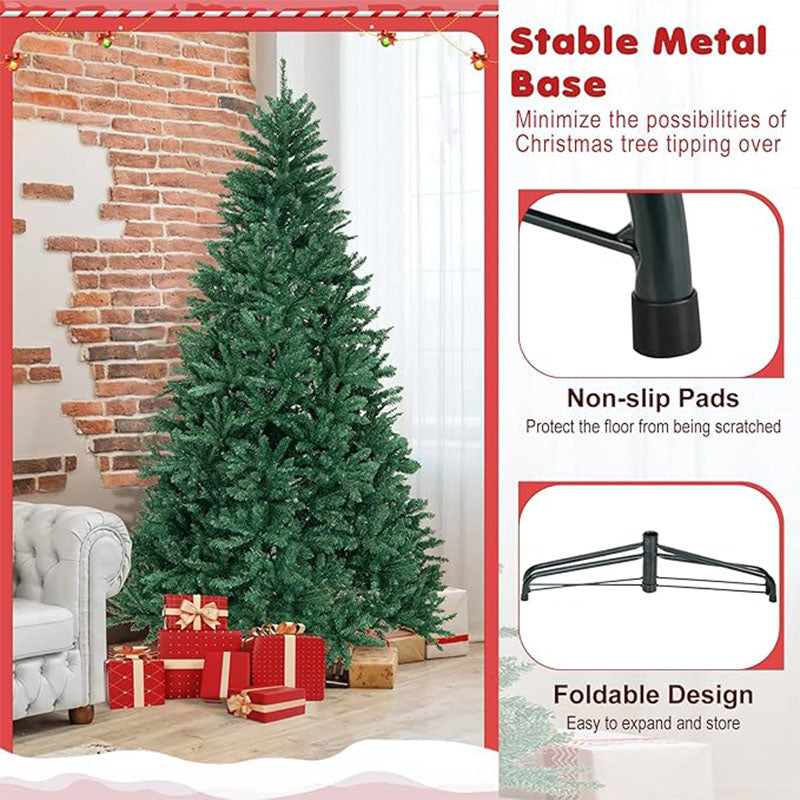 Kunstkerstboom – Nepboom – Kunstboom – Kerstboom – Kunst Dennenboom – 225 cm Hoog – 2254 Dichte PVC Takken – Stevige IJzeren Voet – Openslagsysteem